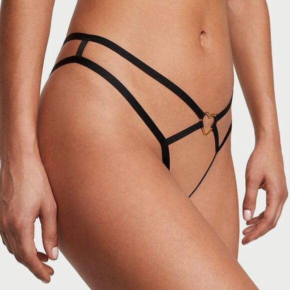 LARGE {Victoria's Secret} Black {Crotchless} Heart Panty - Picture 6 of 8